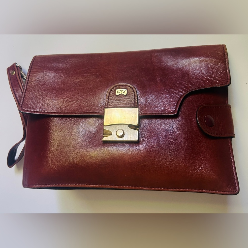 Vintage Raphael Italian Leather Wristlet Clutch • Made in Italy